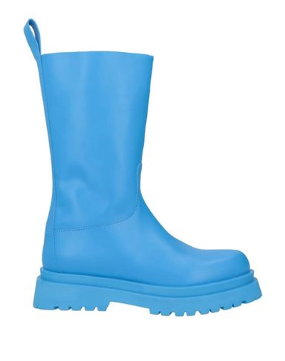 Liu •jo Leonie Hanne X  Woman Boot Azure Size 7 Calfskin In Blue