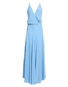 Seventy Sergio Tegon Woman Maxi Dress Sky Blue Size 4 Acetate, Silk