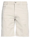 Dondup Man Denim Shorts Light Grey Size 34 Cotton, Elastane