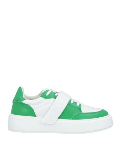 Ganni Sneaker Sporty In Pelle Bianca E Verde In White