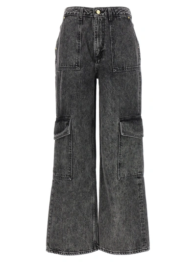 Ganni High-rise Cargo Jeans In Gray