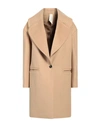 Annie P . Woman Coat Beige Size 10 Virgin Wool, Polyamide, Cashmere