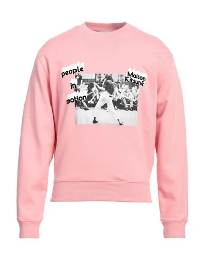 Maison Kitsuné Man Sweatshirt Pink Size L Cotton, Wool