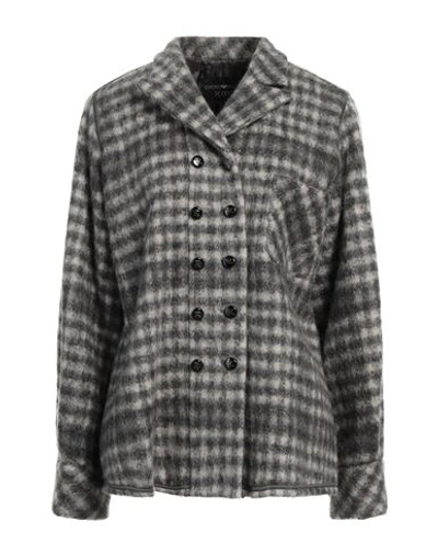 Emporio Armani Woman Coat Grey Size 14 Mohair Wool, Polyamide, Cotton