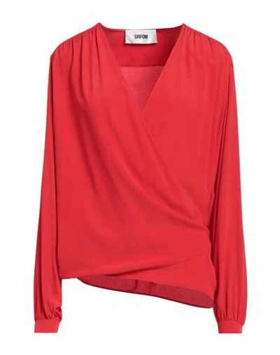 Mauro Grifoni Grifoni Woman Top Red Size 4 Acetate, Silk