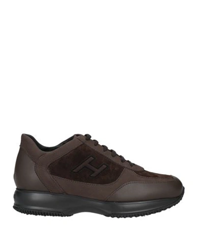 Hogan Man Sneakers Cocoa Size 8 Soft Leather In Brown