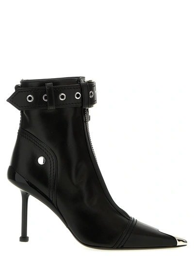 ALEXANDER MCQUEEN SLASH BIKER BOOTS, ANKLE BOOTS BLACK