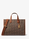 Michael Kors Gigi Large Empire Signature Logo Tote Bag In Brown