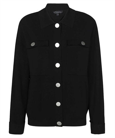 Armani Exchange Logo-patch Knitted Jacket In Black