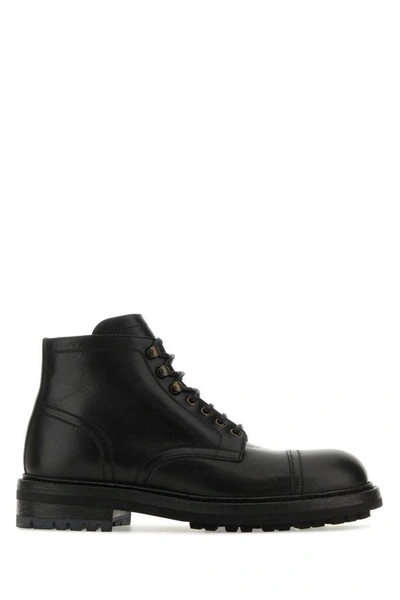 Dolce & Gabbana Black Leather Re-edition Ankle Boots