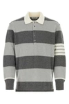 Thom Browne Rugby Contrasting Ribbed Wool Sweater In Tonal Grey