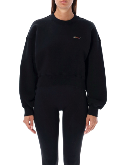 Off-white Cropped Sweatshirt With Logo In Black/multi