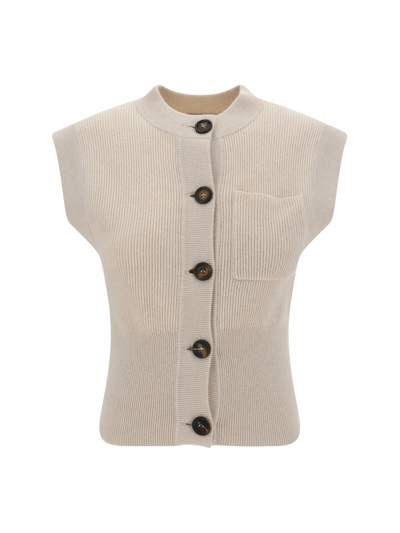 Brunello Cucinelli Vest With Monili In Multicolor