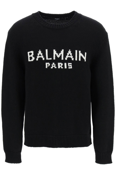 Balmain Oversized Wool Logo Sweater In Default Title