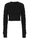Dsquared2 Cropped Knit Pullover Long Sleeves In Black