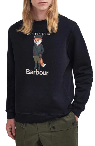 Barbour X Mk Beaufort Fox Cotton Graphic Sweatshirt In Black