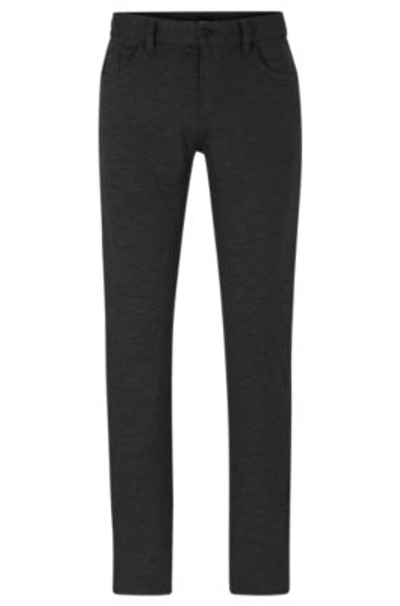 Hugo Boss Slim-fit Jeans In Micro-patterned Brushed Stretch Jersey In Dark Grey