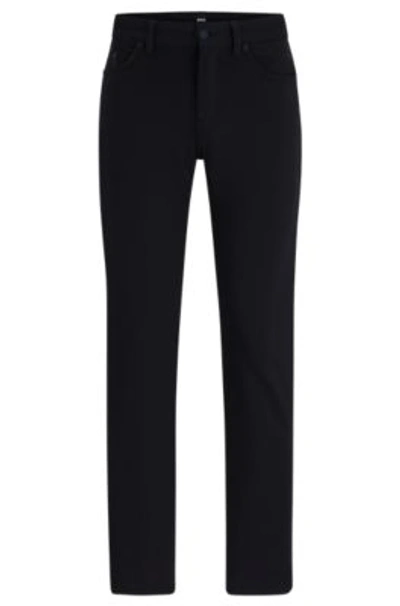 Hugo Boss Slim-fit Jeans In Micro-patterned Brushed Stretch Jersey In Dark Blue