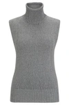 Hugo Boss Cotton And Wool-blend Rollneck Sweater Vest In Light Grey
