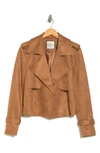 Bagatelle Faux Suede Crop Jacket In Camel