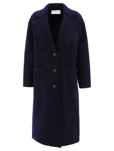 Harris Wharf London "greatcoat" Coat In Blue