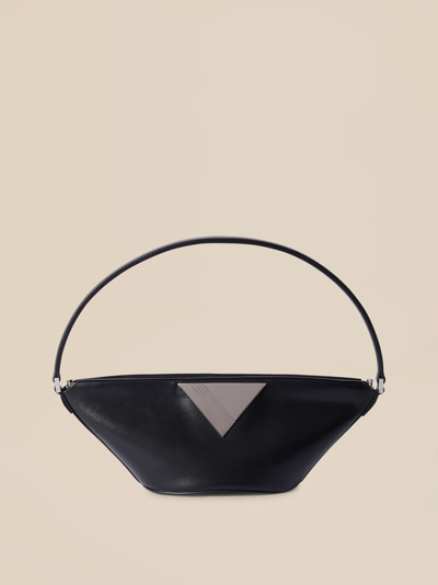 Attico Piccola Leather Shoulder Bag In Black