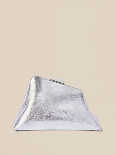 Attico Day Off Laminated Leather Shoulder Bag In Silver