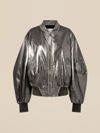 Attico Mirror-like Leather Anja Bomber With Vintage Effect In Silver