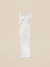 Attico Asymmetrical-neckline Ribbed Midi Dress In White