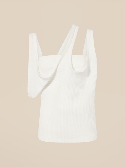 Attico Ribbed Cotton Jersey Top In White
