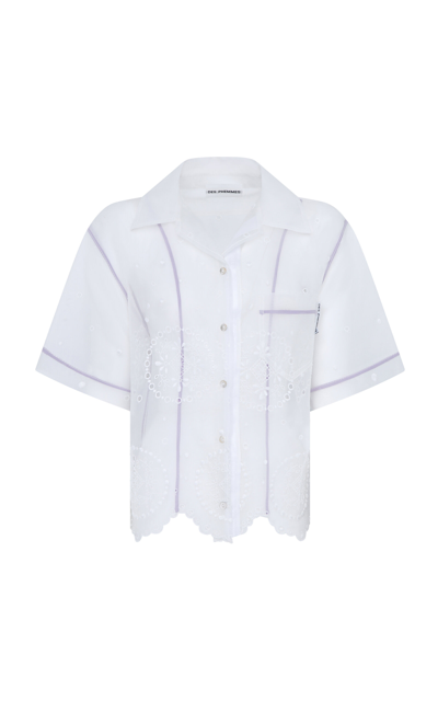 Des_phemmes Sheer Embroidered Silk Shirt In White