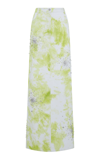 Des_phemmes Crystal-embellished Denim Maxi Skirt In Lime Green