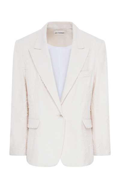 Des_phemmes Embroidered Denim Blazer In White