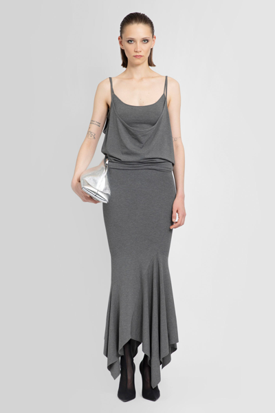 Attico Asymmetric Midi Dress Grey