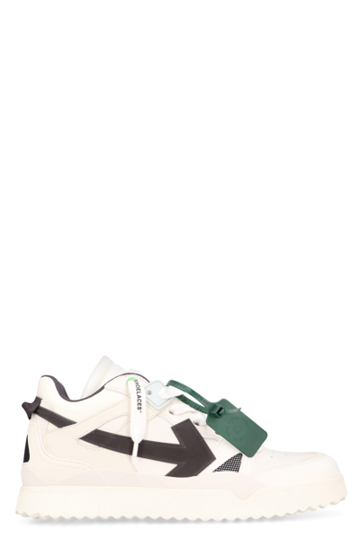Off-white Sponge Panelled Leather Mid-top Sneakers In White