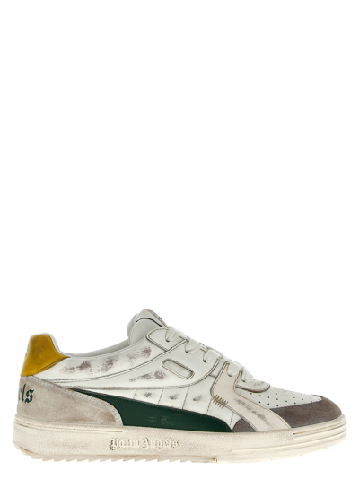 Palm Angels Distressed University Sneakers In Green