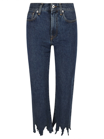 Jw Anderson Lasercut Cropped Jeans In Blue