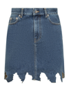 Jw Anderson Lasercut Frayed-hem Denim Skirt In Default Title