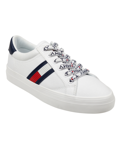 Tommy Hilfiger Women's Fantim Casual Lace Up Sneakers In White Multi