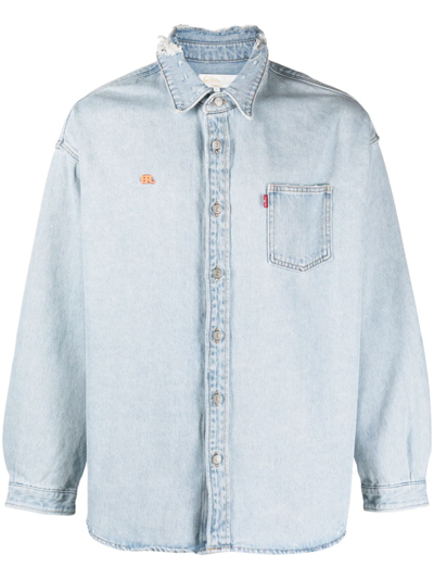 Erl Heavy Denim Overshirt In Blue