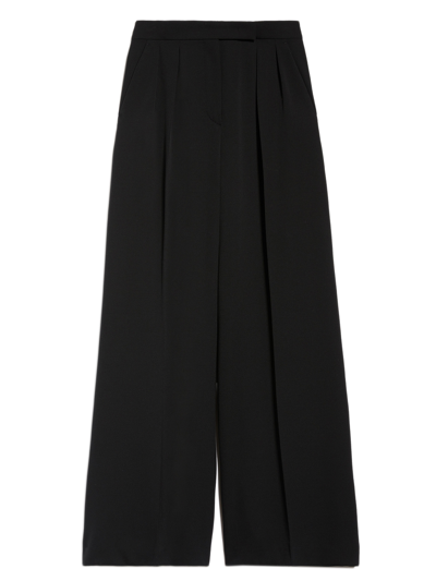 Max Mara Pantalone Maschile In Lana Stretch In Black