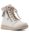 Cliffs By White Mountain Hearty Knit Collar Lace-up Boot In Winter White Fabric Sweater