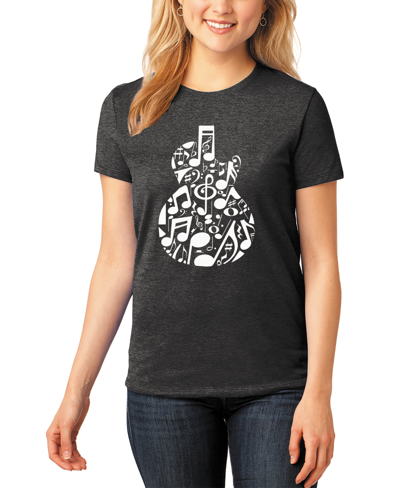 La Pop Art Women's Music Notes Guitar Premium Blend Word Art Short Sleeve T-shirt In Black