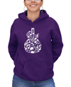 LA POP ART WOMEN'S MUSIC NOTES GUITAR WORD ART HOODED SWEATSHIRT