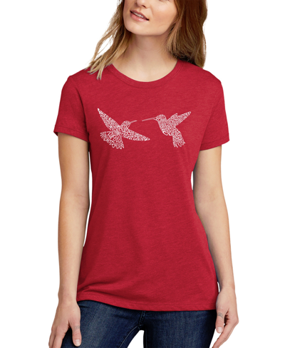La Pop Art Women's Hummingbirds Premium Blend Word Art Short Sleeve T-shirt In Red
