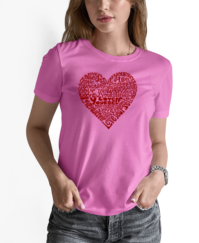 La Pop Art Women's Love Yourself Word Art Short Sleeve T-shirt In Pink