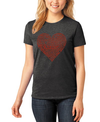 La Pop Art Women's Love Yourself Premium Blend Word Art Short Sleeve T-shirt In Black