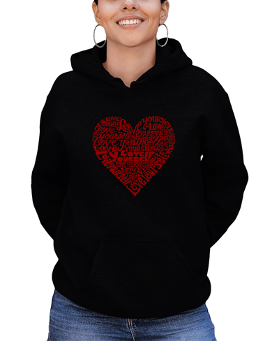 La Pop Art Women's Love Yourself Word Art Hooded Sweatshirt In Black