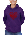 La Pop Art Women's Word Art Crazy Little Thing Called Love Hooded Sweatshirt In Purple