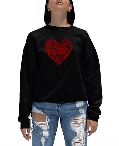 La Pop Art Women's Love Yourself Word Art Crewneck Sweatshirt In Black